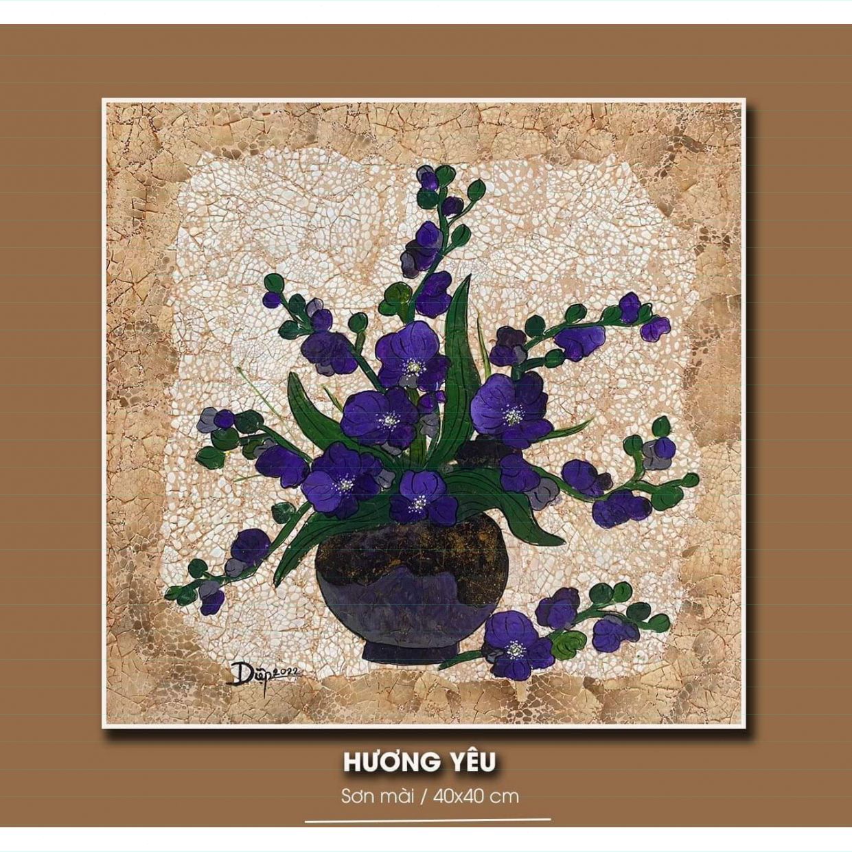 Tranh Sơn Mài Hương Yêu độc bản chất liệu bền đẹp 40x40cm 