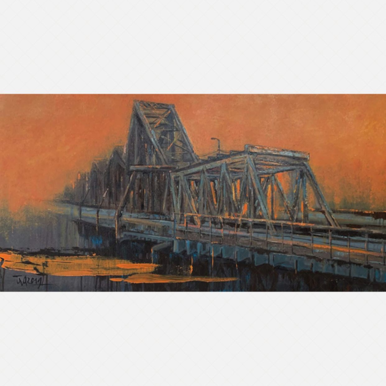 Tranh Cầu Long Biên Acrylic 70x100cm Phong Cách Trọng Quyền 