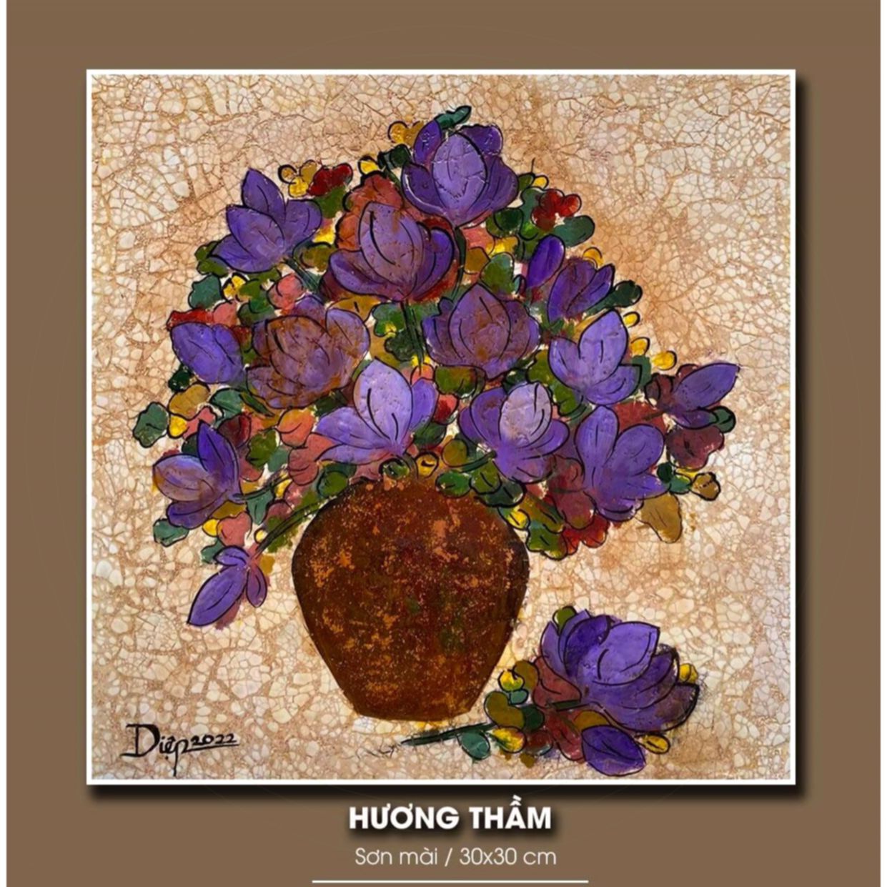 Tranh Sơn Mài Hương Thầm Độc Bản Chất Lượng Cao 30x30cm 