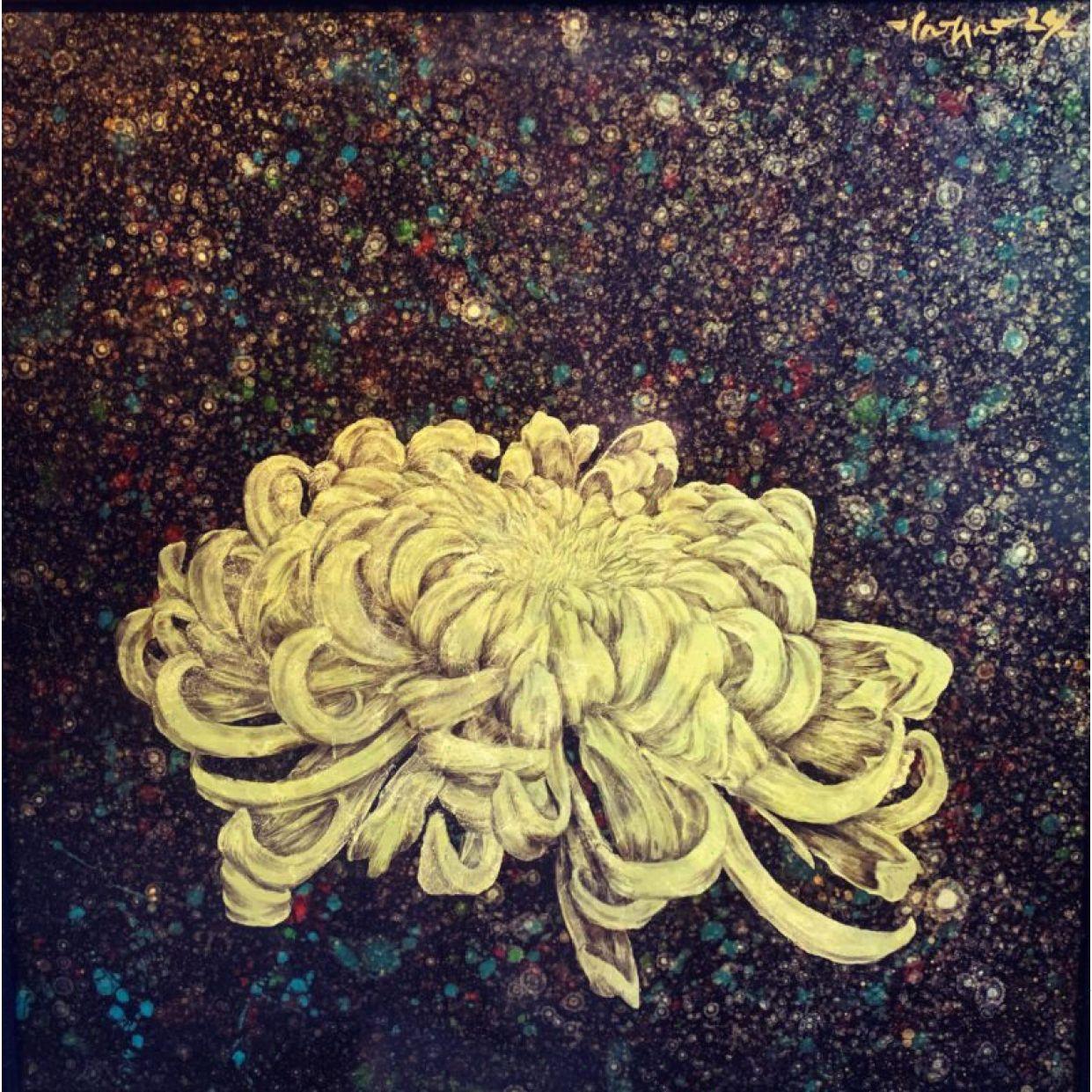 Tranh Sơn Mài Hoa Ban Mai 60x60cm Độc Bản Sang Trọng 