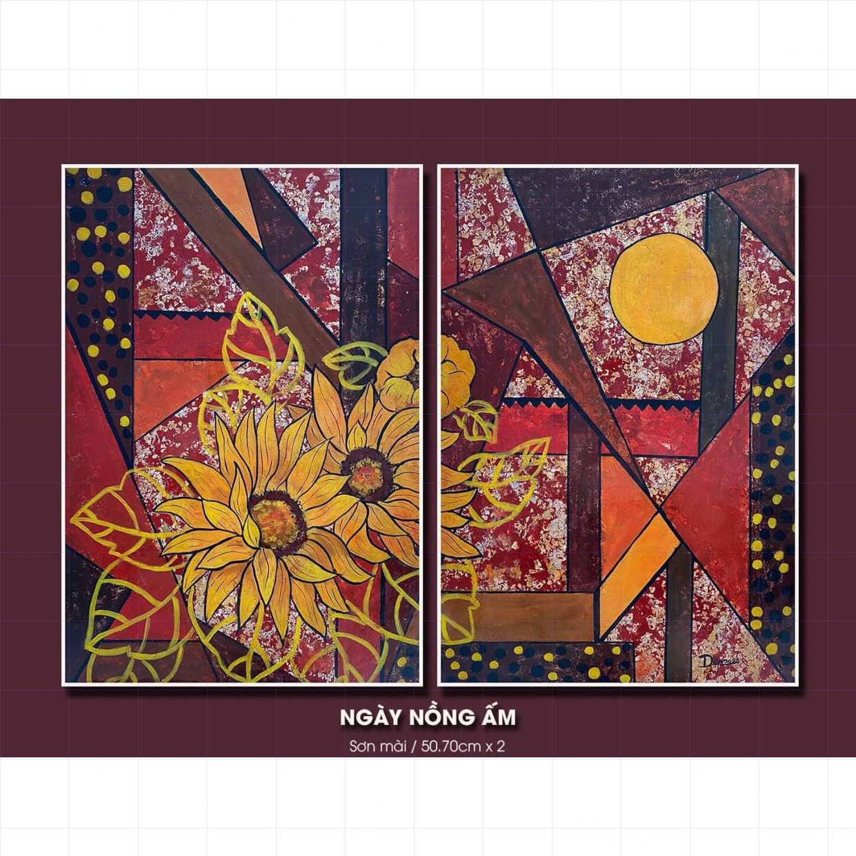 Tranh Sơn Mài Ngày Nồng Ấm Sang Trọng Độc Bản Họa Sĩ 