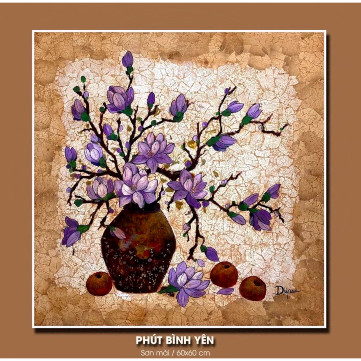 Tranh Sơn Mài Phút Bình Yên 60x60 Độc Bản Chất Lượng Cao 