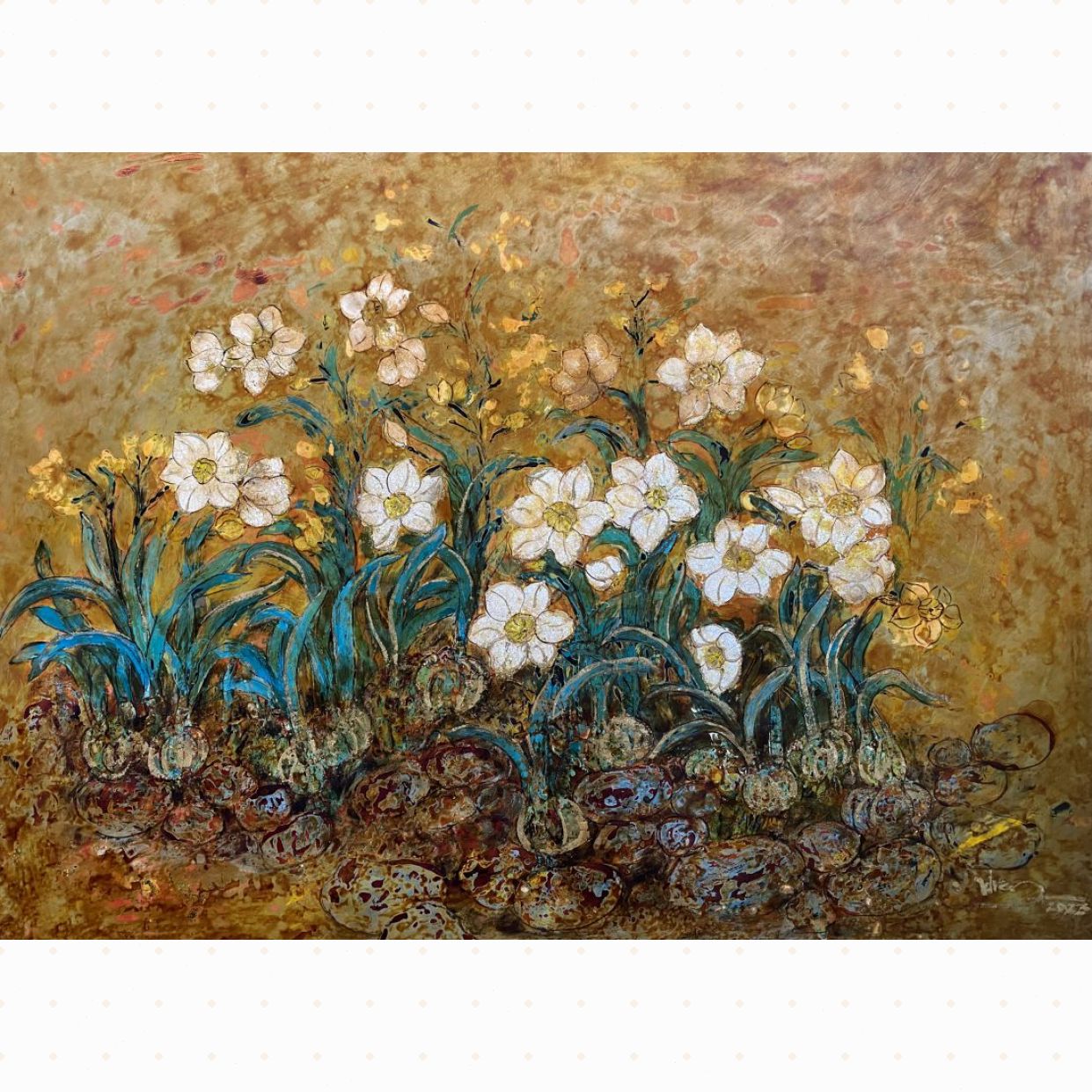 Tranh Sơn Mài Xuân Muộn 60x80 Độc Bản Sơn Mài Chính Hãng 