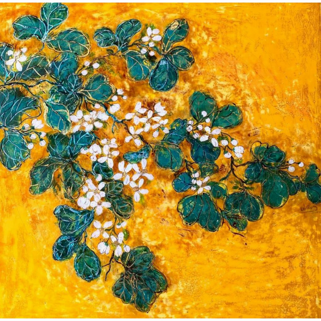 Tranh Sơn Mài Hương Xưa Độc Bản Phong Cách Sang Trọng 80x80cm 