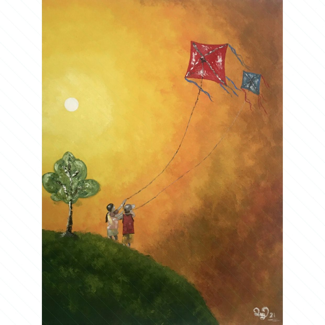 Tranh Đôi Bạn Acrylic 60x80 Khung Sắc Xi Sang Trọng Mua Ngay 