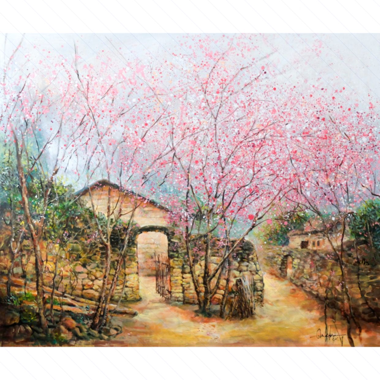 Tranh Nghệ Thuật 100x120cm Chốn Bình Yên Acrylic Đẹp 
