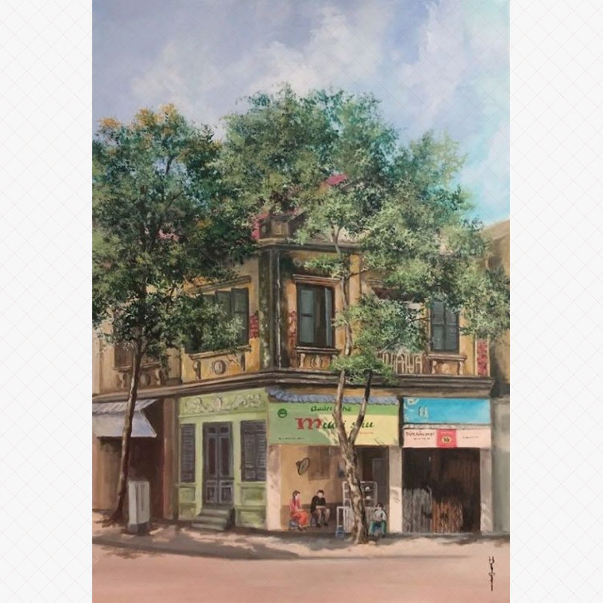 Tranh Hồng Quang Phố Vắng 70x100cm Acrylic đẹp giá tốt 