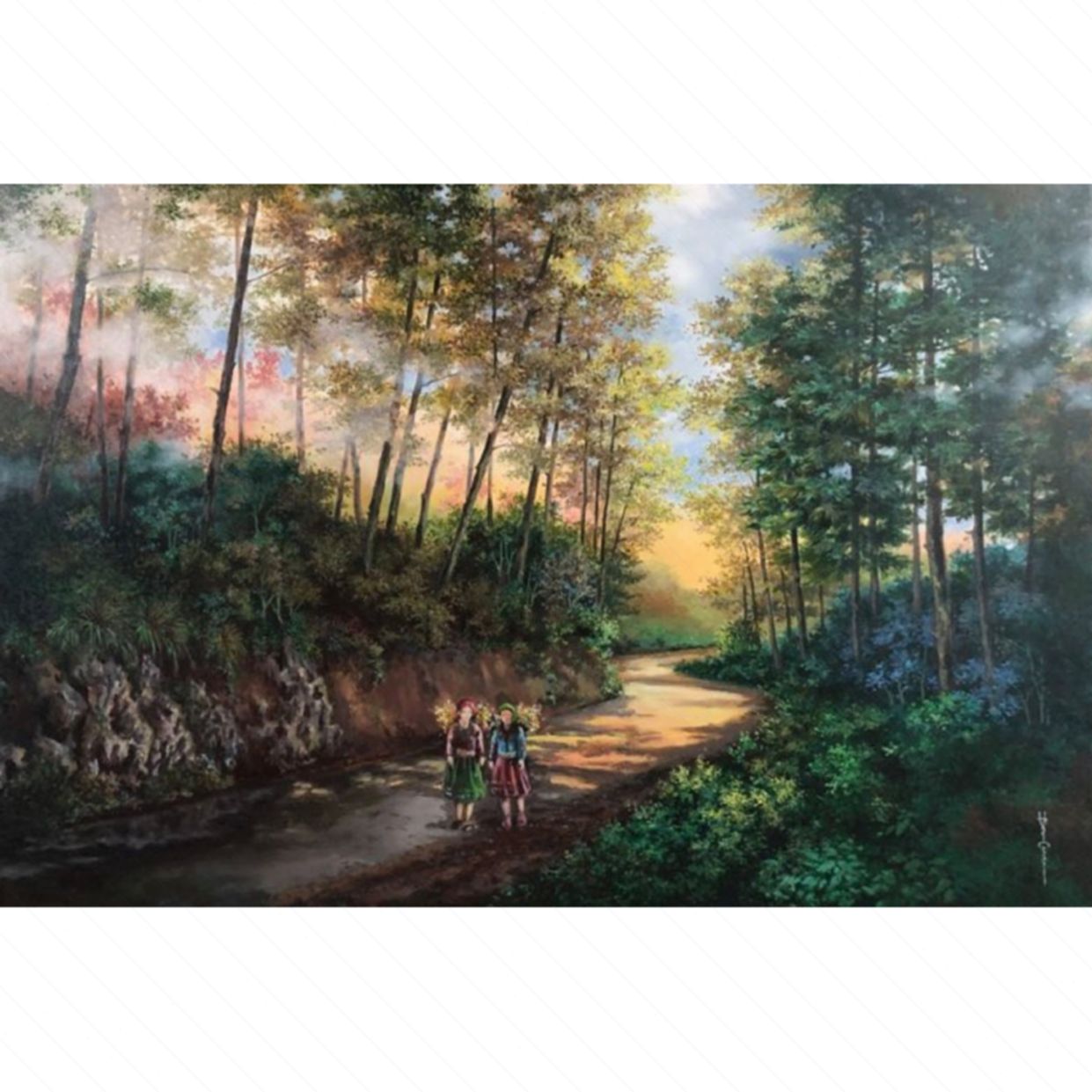 Tranh cơn mưa đi qua đẹp 70x120cm acrylic chất lượng cao 