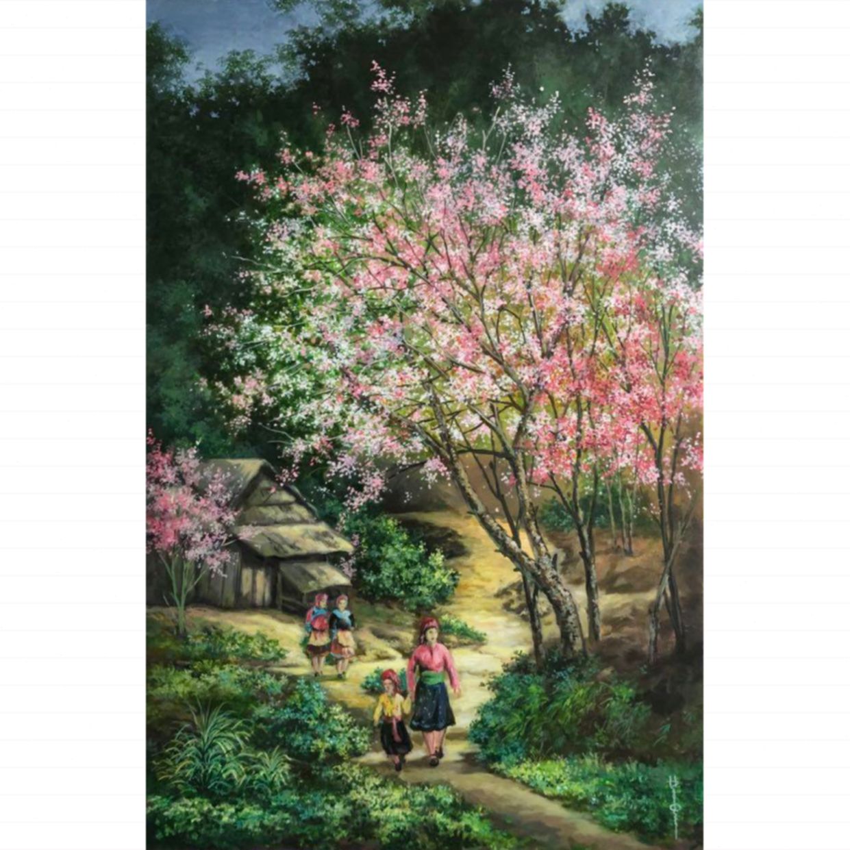 Tranh Acrylic Xuống Chợ 60x90cm - Nghệ Thuật Tinh Tế Sang Trọng 