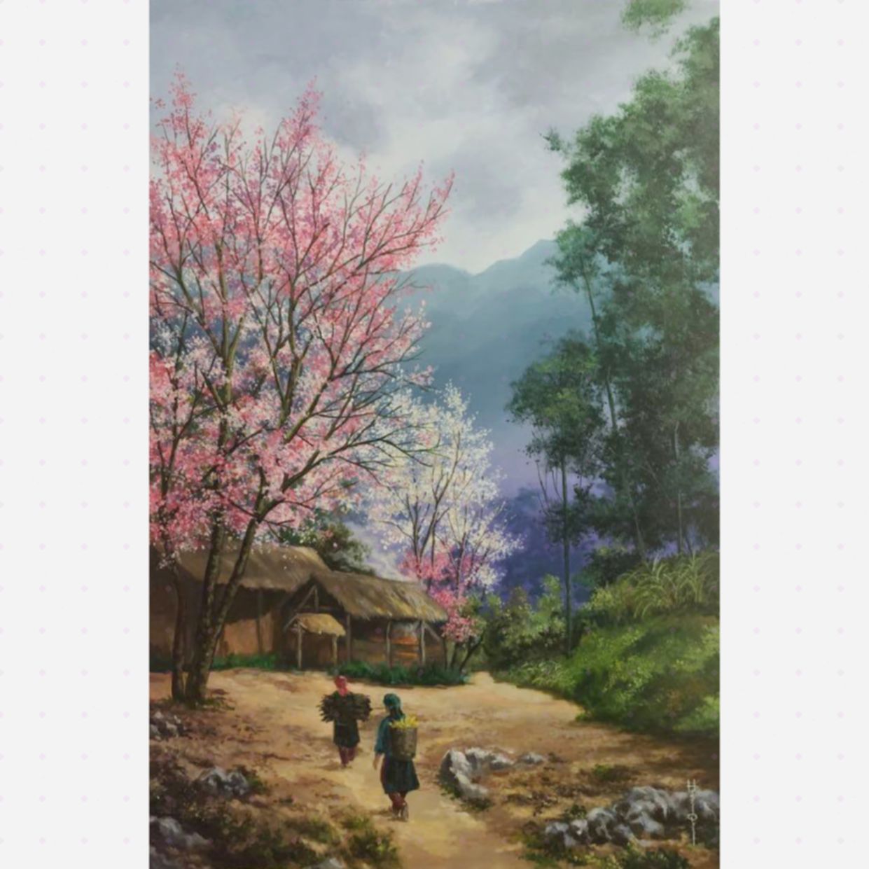 Tranh Nghệ Thuật Bước Chân Ta Về 60x90cm Acrylic đẹp bán chạy 
