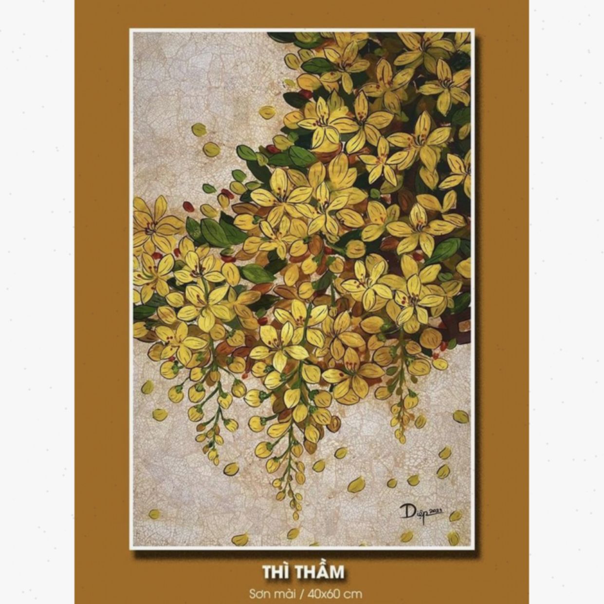 Tranh Sơn Mài Thì Thầm chất lượng tranh độc bản kích thước 40x60cm 