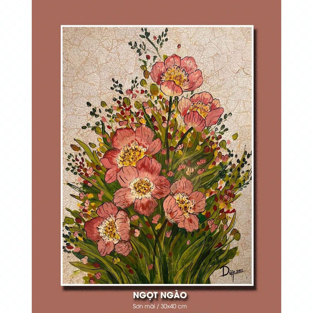 Tranh Sơn Mài Ngọt Ngào Độc Bản Kích Thước 30x40cm Sang Trọng 