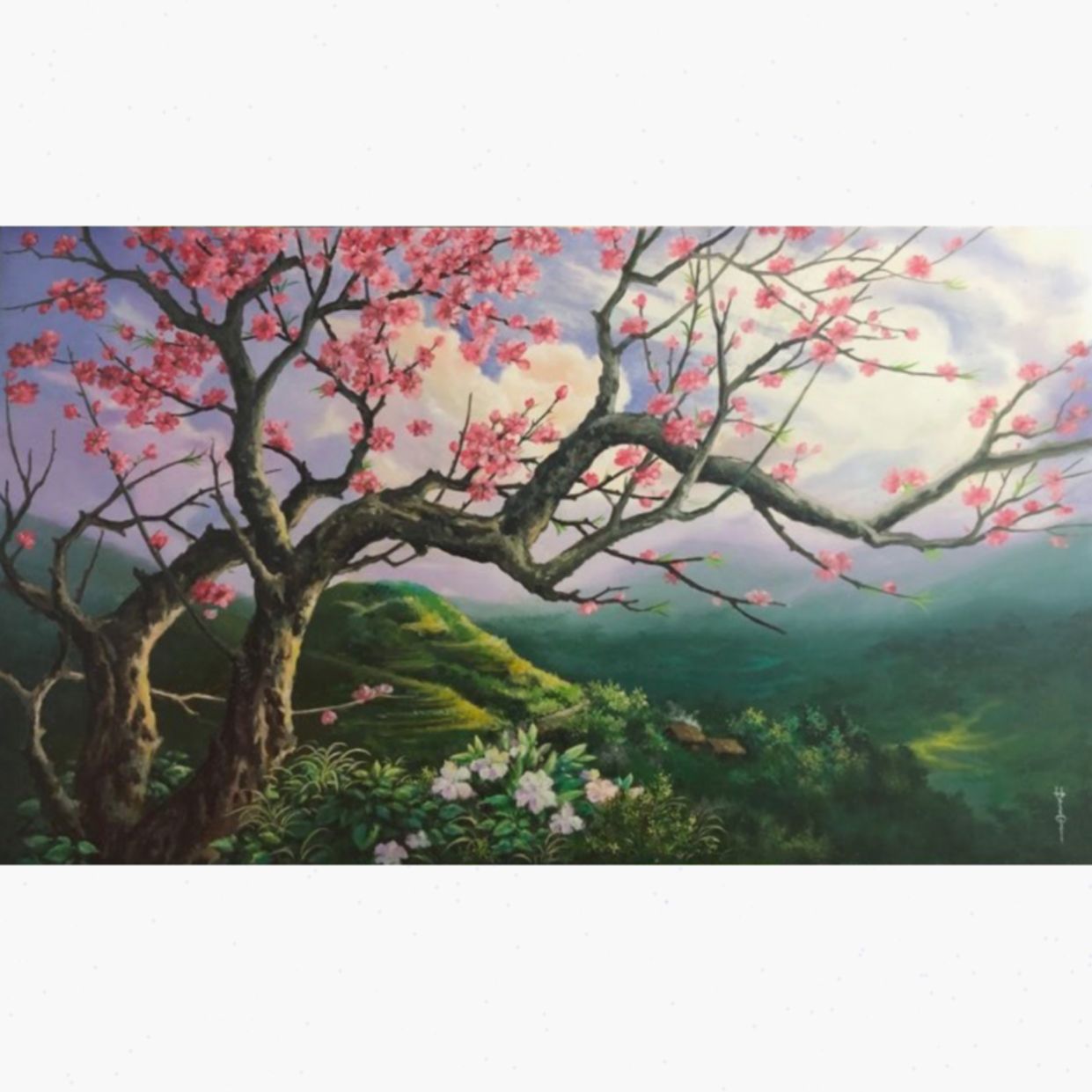 Tranh Xuân Về Acrylic 70x120cm Trang Trí Tết Đẹp Sang 