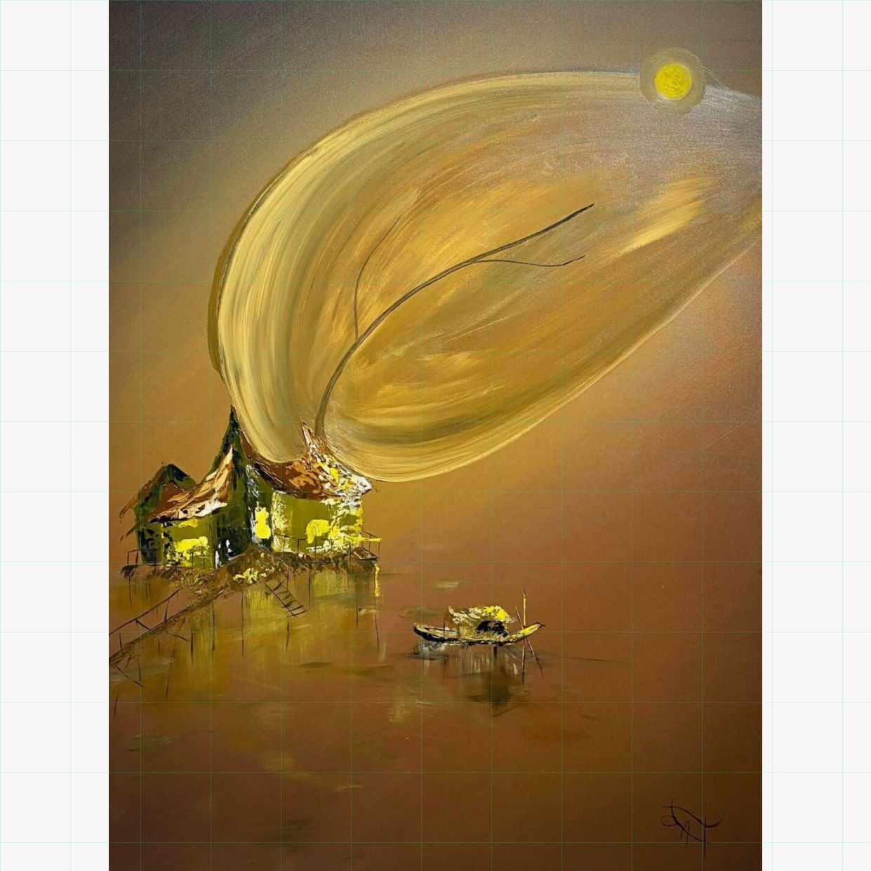Tranh Đạt Nguyễn Vùng trời bình yên No9 Acrylic canvas độc bản 