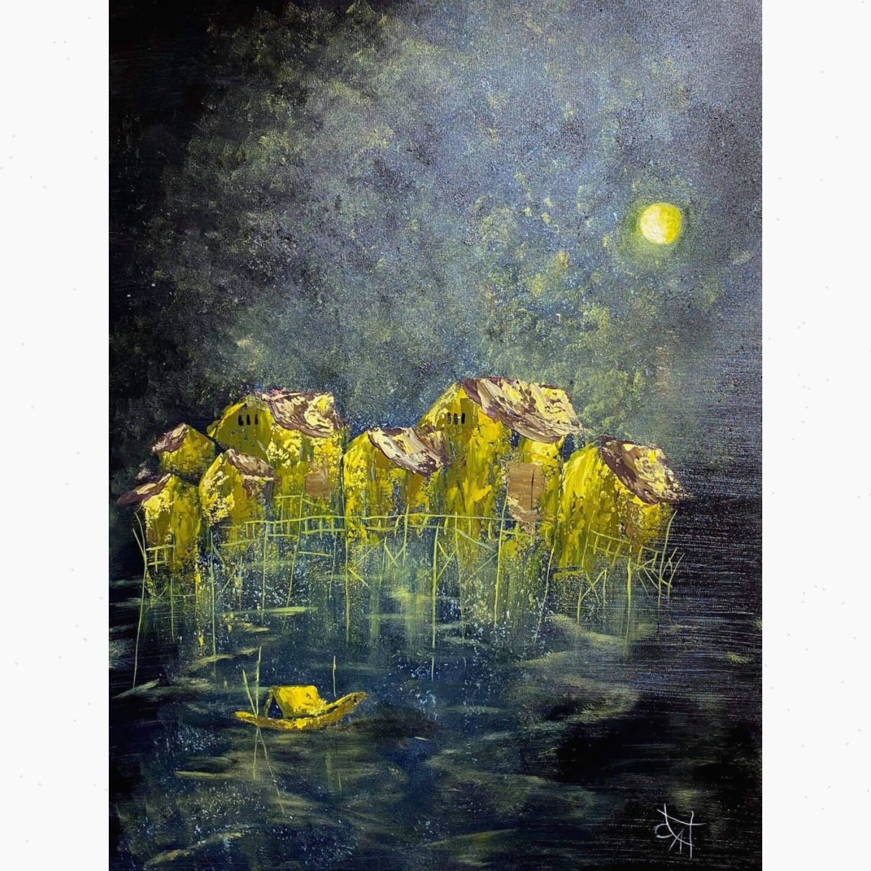 Tranh Phong Cảnh Bình Yên No9 60x80 Acrylic Canvas Độc Bản 