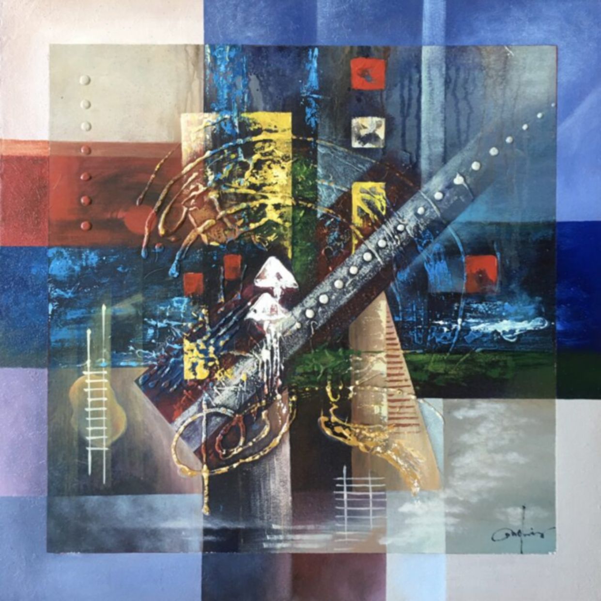 Tranh Trừu Tượng Winter Sonata Acrylic 60x60 Độc Bản Sang Trọng 