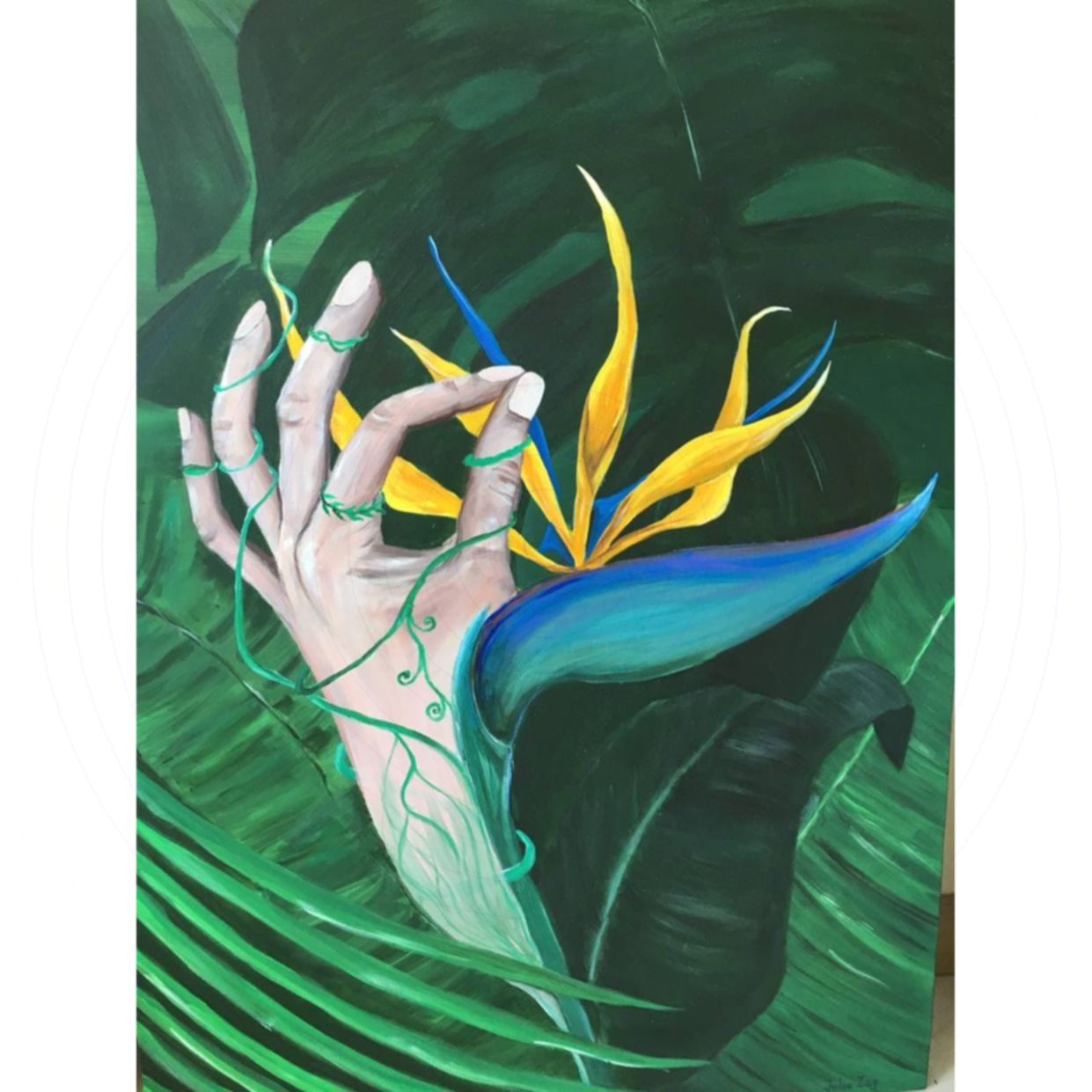 Tranh sơn acrylic độc bản sáng tạo 60x80 cảm hứng thiên nhiên 