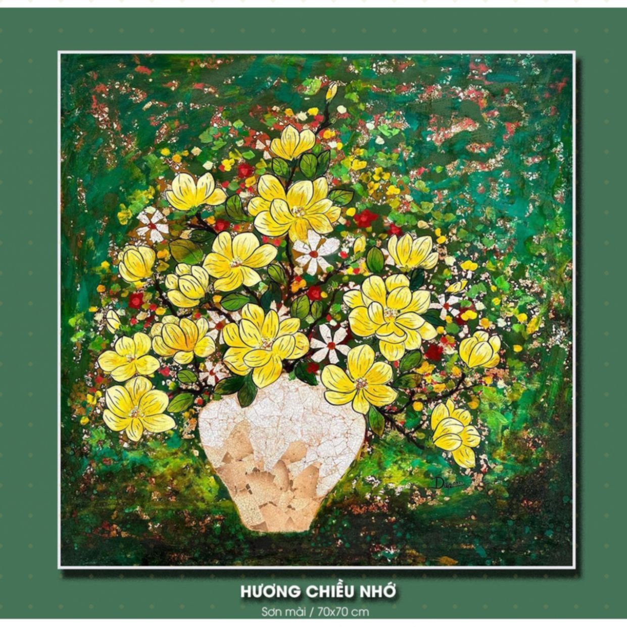 Tranh Sơn Mài Hương Chiều Nhớ độc bản 70x70 sang trọng tinh tế 
