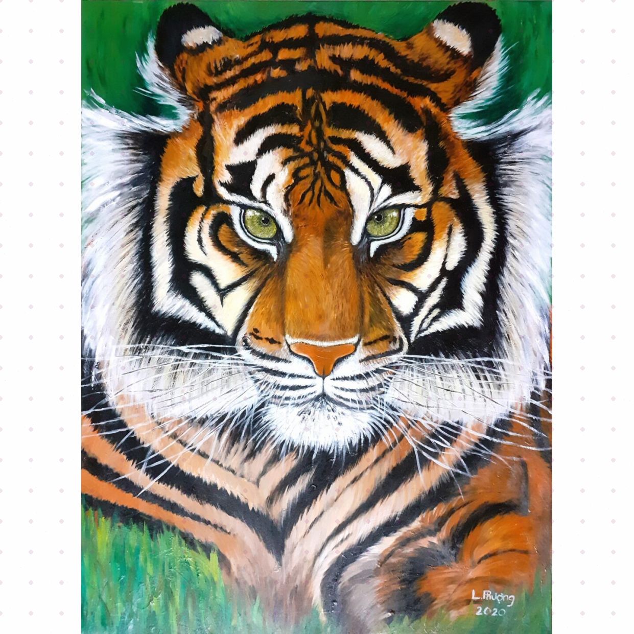 Tranh Sơn Dầu Hổ Canvas 60x80cm Độc Bản, Chất Lượng Cao 