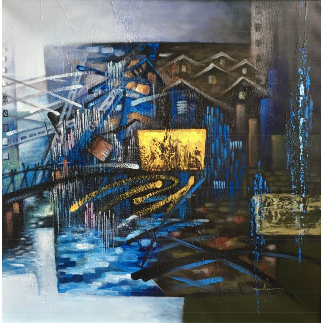 Tranh Trừu Tượng Winter Sonata 2 Acrylic độc bản 80x80cm 
