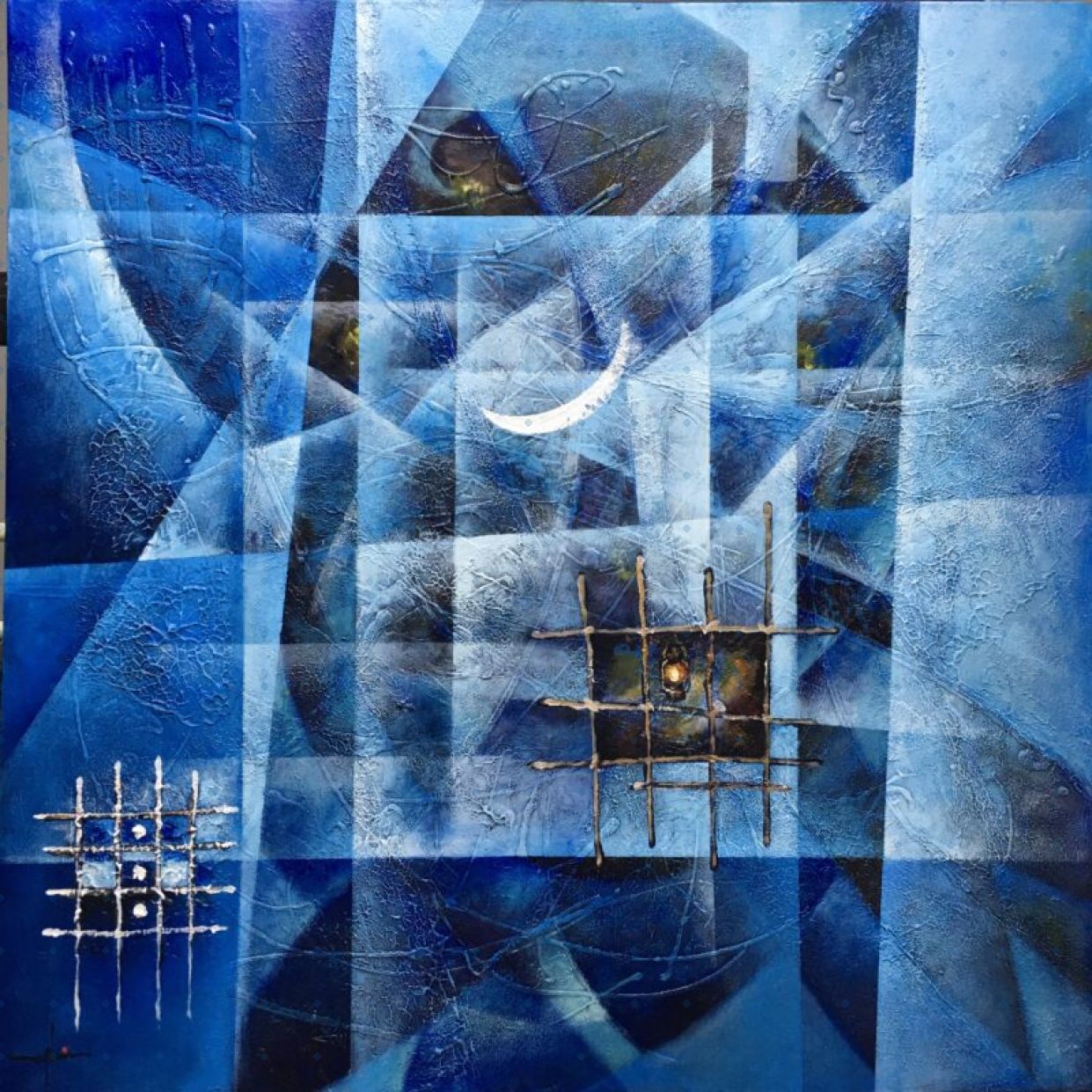 Tranh Trừu Tượng New Moon 80x80cm Sơn dầu Độc bản Giá tốt 