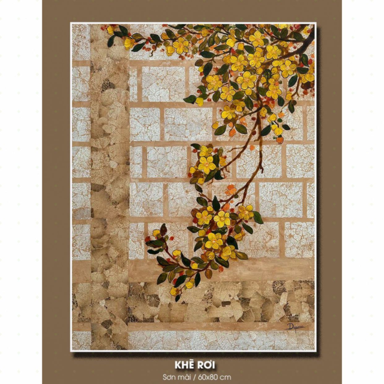 Tranh Sơn Mài Khẽ Rơi độc bản 60x80cm - Nghệ thuật sưu tầm 