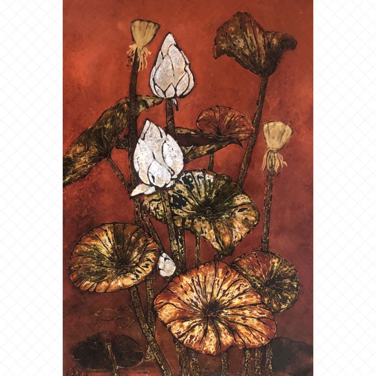 Tranh Sơn Mài Đợi độc bản Chất liệu Sơn Ta đẹp 60x90cm 