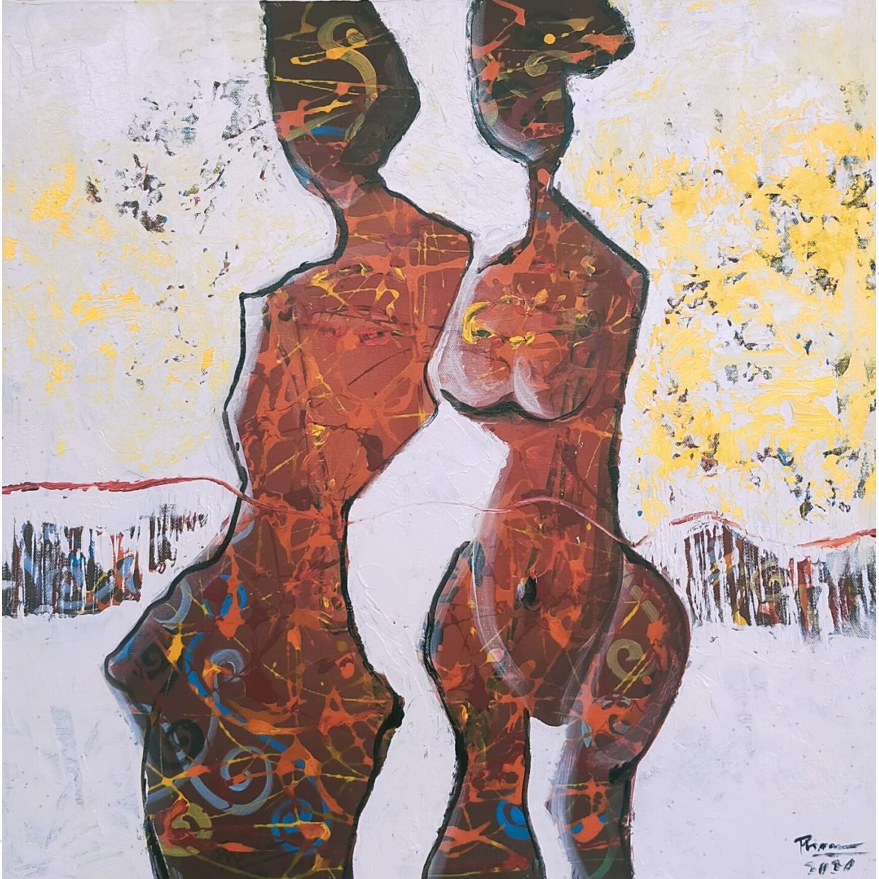 Tranh Đôi Lứa Acrylic 60x60cm Độc Bản Có Giấy Phép Bán Chạy 