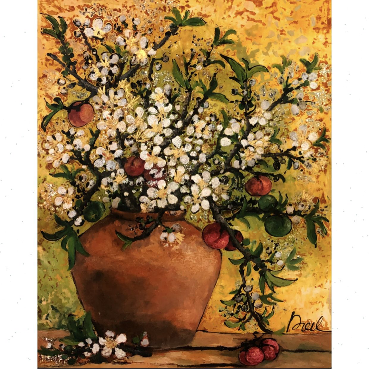 Tranh Sơn Mài Hương Xuân 40x50cm độc bản giấy phép chính hãng 