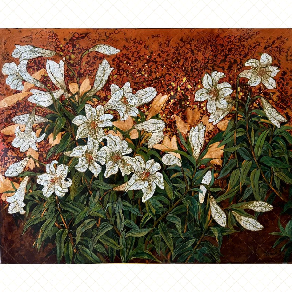 Tranh Sơn Mài Mùa Hoa Tháng Tư Độc Bản Sang Trọng 80x100cm 