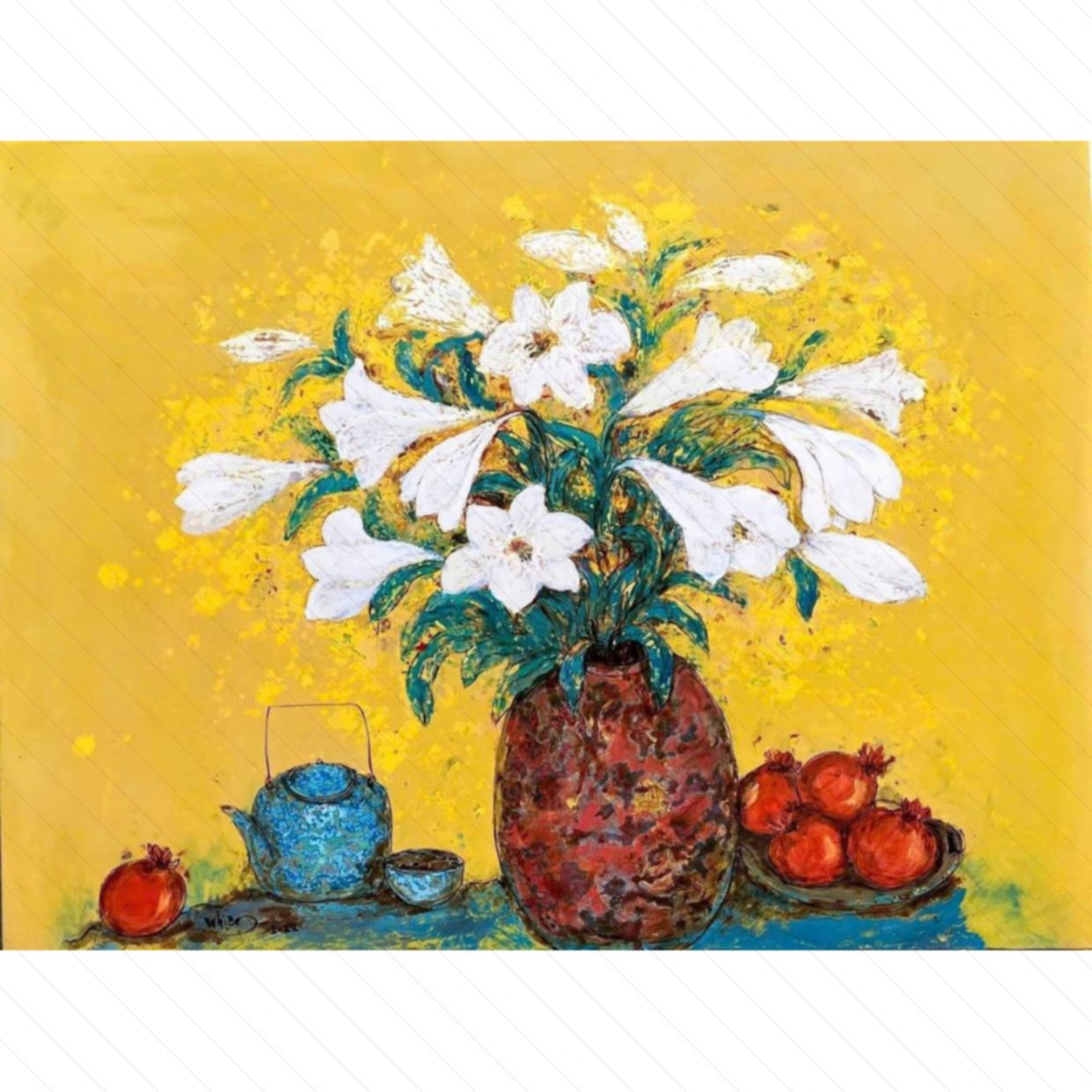 Tranh Sơn Mài Hoa Trà Độc Bản 60x80cm Sang Trọng Tinh Tế 