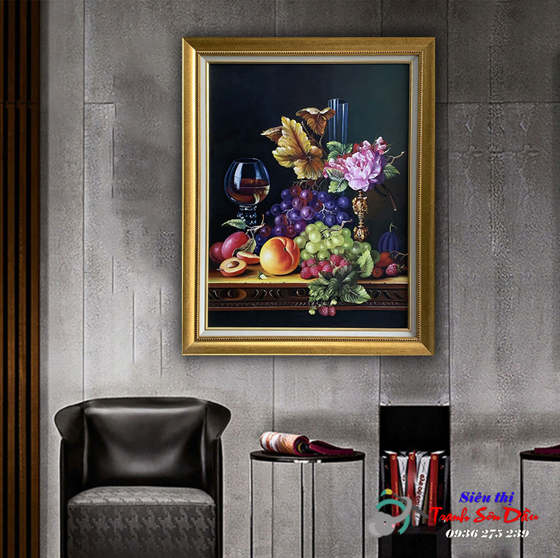 Tranh sơn dầu phòng ăn STT129 đẹp 75x95cm tranh trang trí sang trọng