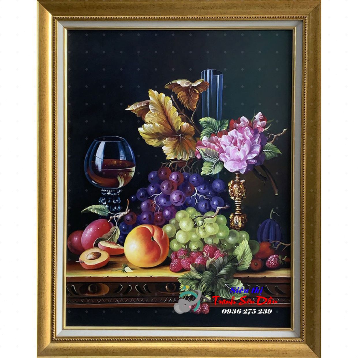 Tranh sơn dầu phòng ăn STT129 đẹp 75x95cm tranh trang trí sang trọng 
