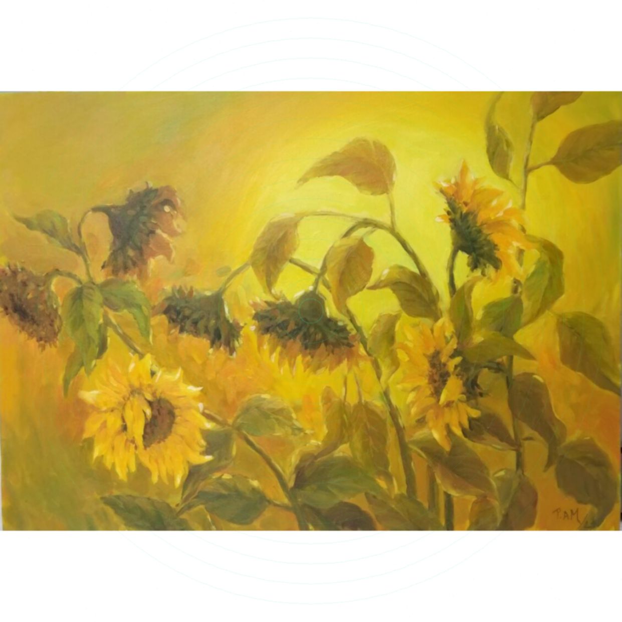 Tranh Hoa Nắng Thu 50x70cm Acrylic Canvas độc bản, sang trọng 