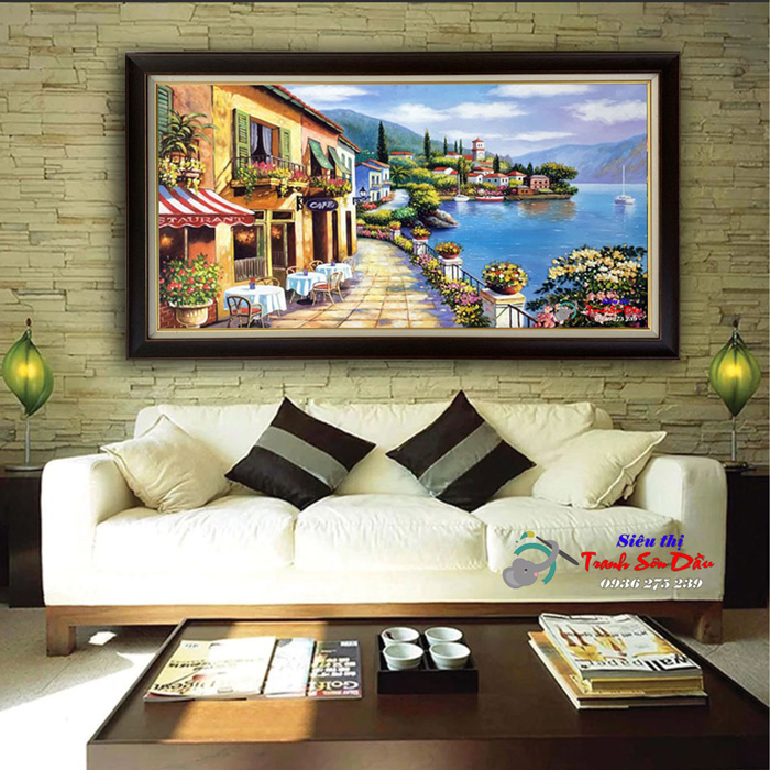 Tranh Phong Cảnh Biển Châu Âu TSD005 Sơn Dầu Vải Bố Canvas Đẹp
