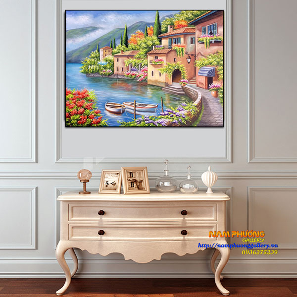 Tranh sơn dầu phong cảnh biển châu Âu TSD391 tranh treo tường đẹp