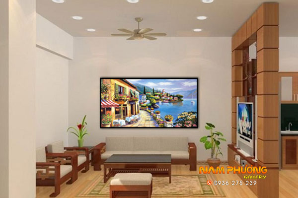 Tranh phong cảnh châu Âu tsd358 sơn dầu vẽ tay sang trọng đẹp