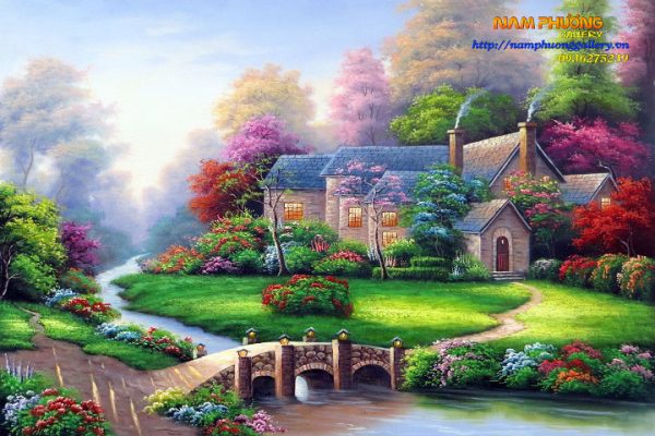 Tranh sơn dầu châu Âu độc đáo TSD151 tranh phòng khách canvas đẹp