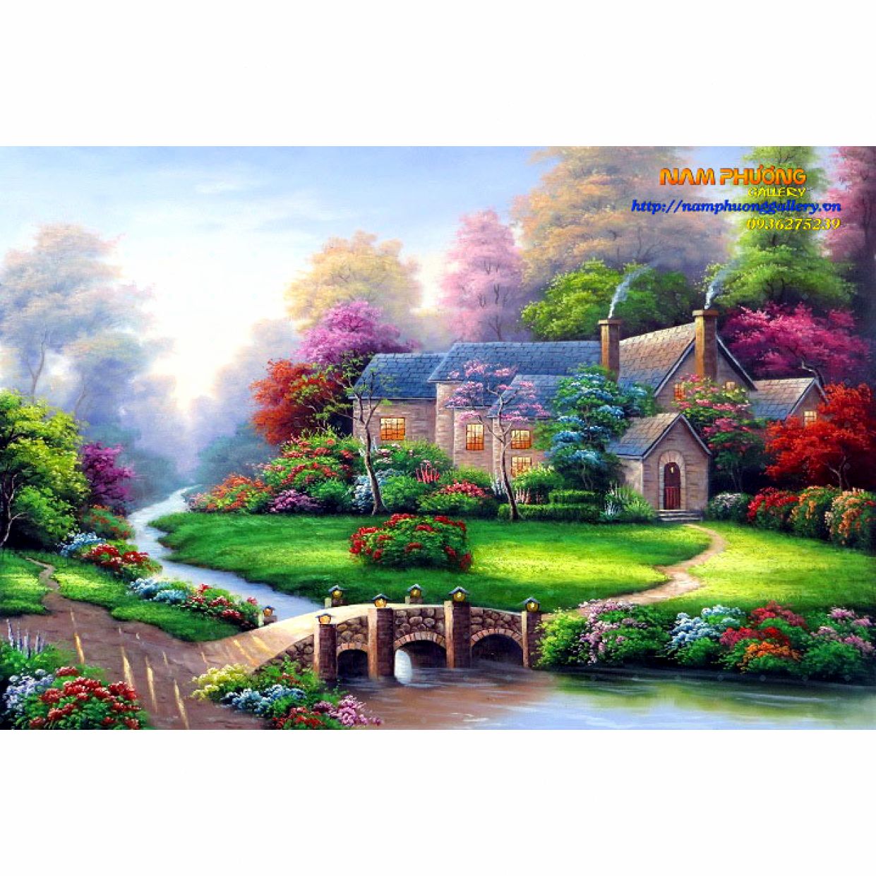 Tranh sơn dầu châu Âu độc đáo TSD151 tranh phòng khách canvas đẹp 