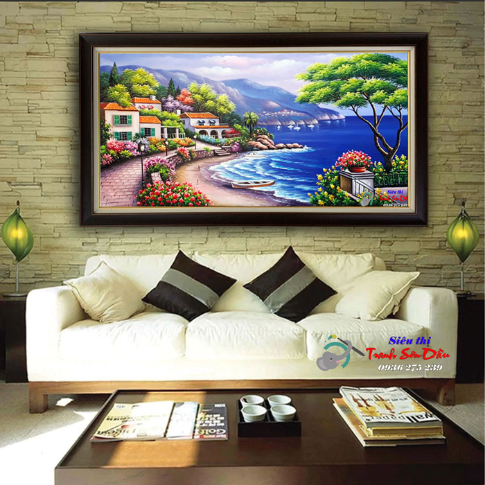 Tranh sơn dầu biển Châu Âu THD047 tranh treo tường nghệ thuật Tranh sơn dầu biển Châu Âu THD047 tranh treo tường nghệ thuật