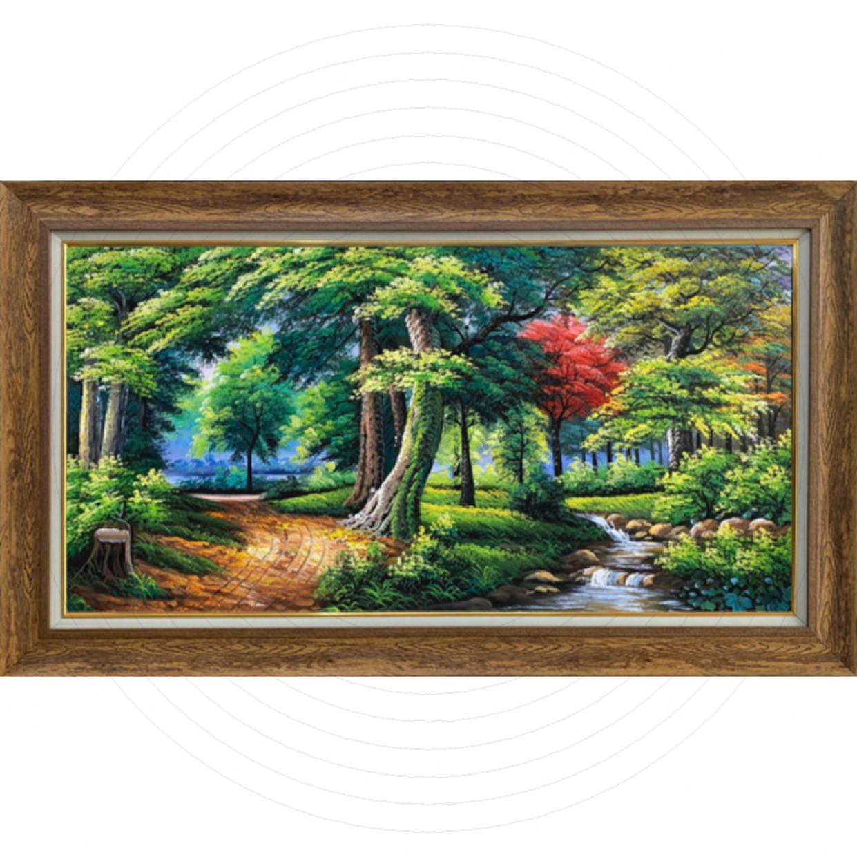 Tranh sơn dầu phong cảnh rừng đẹp Canvas Khung sang trọng 