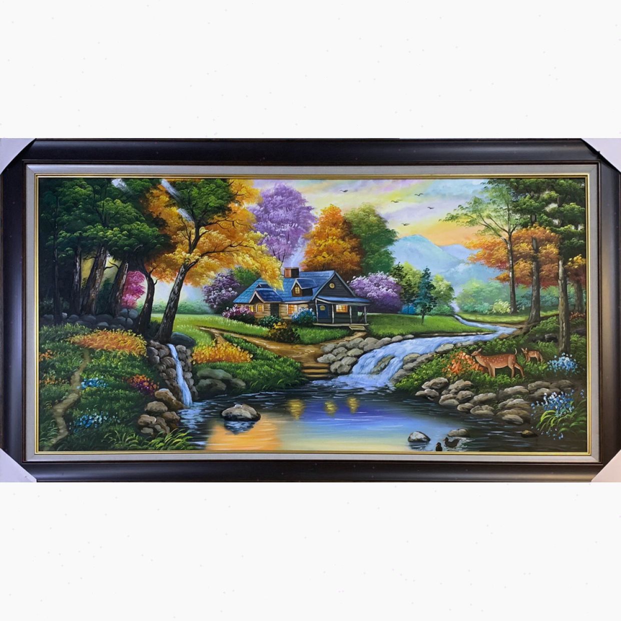 Tranh phong cảnh miền quê Châu Âu sơn dầu đẹp, vẽ tay, canvas chất lượng 