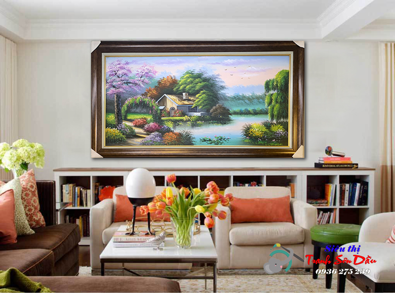 Tranh sơn dầu nông thôn châu Âu đẹp, tranh tay 100% kích thước tùy chọn