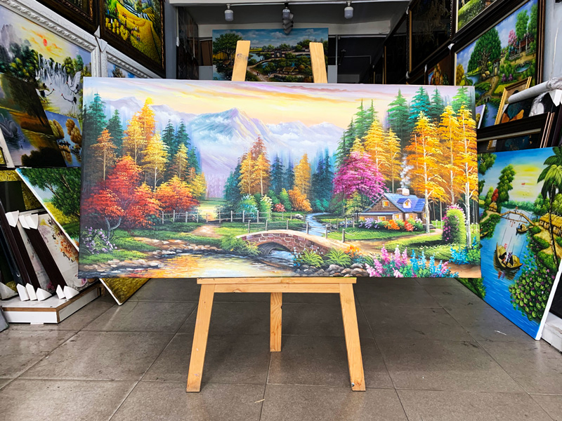Tranh cảnh nông thôn châu Âu Sơn dầu canvas sang trọng decor