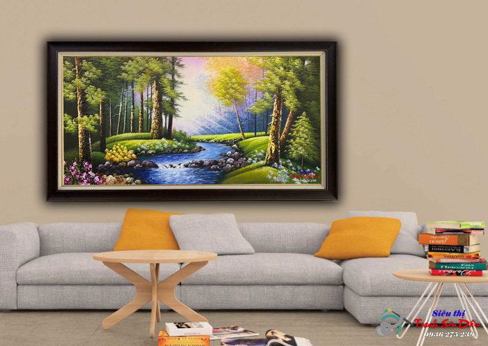 Tranh phong cảnh rừng châu Âu đẹp vẽ tay 100% giá tốt
