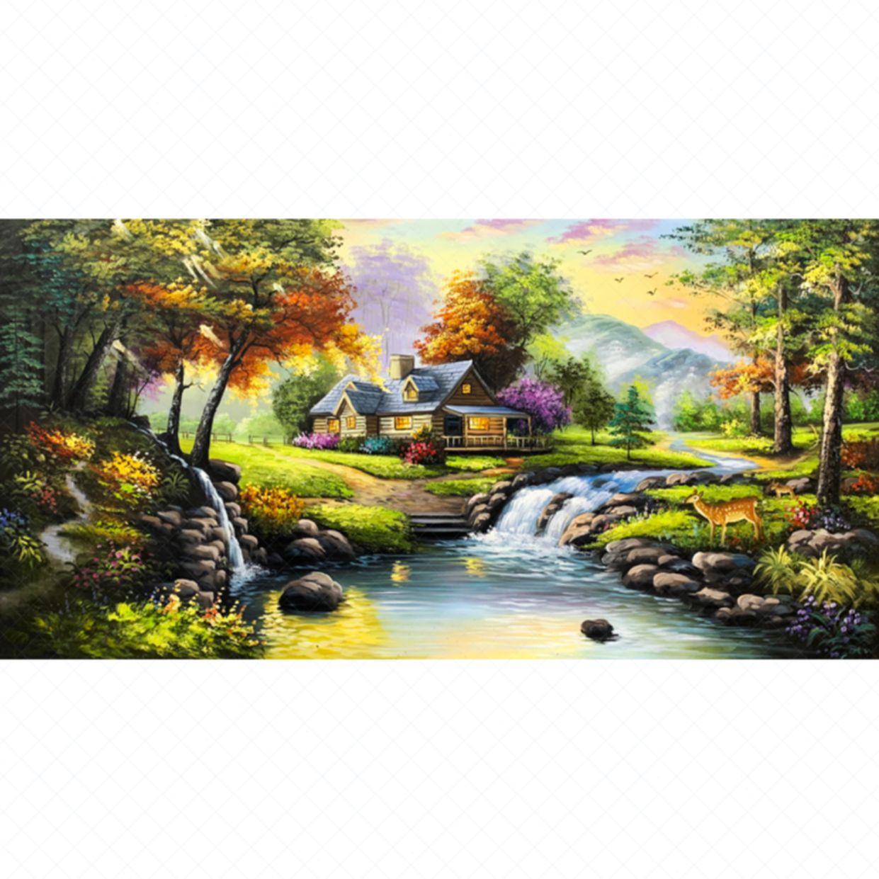 Tranh phong cảnh nông thôn nước ngoài sơn dầu cao cấp 135x75cm 