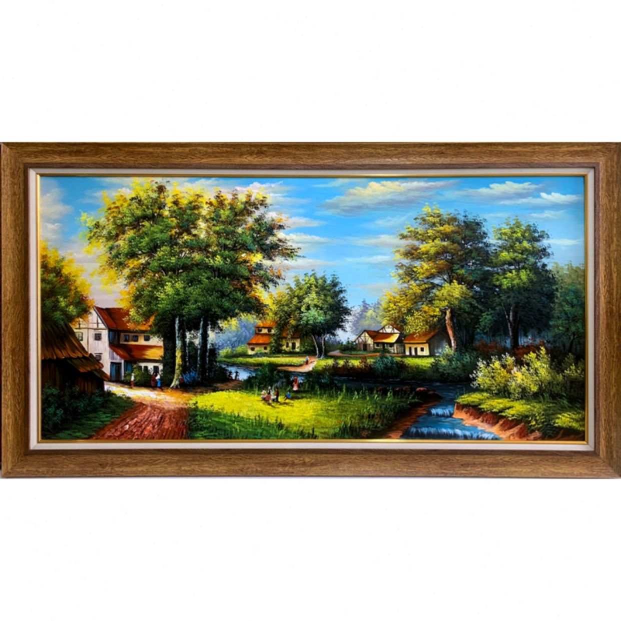 Tranh phong cảnh đồng quê Châu Âu lớn Sơn dầu chất lượng cao 