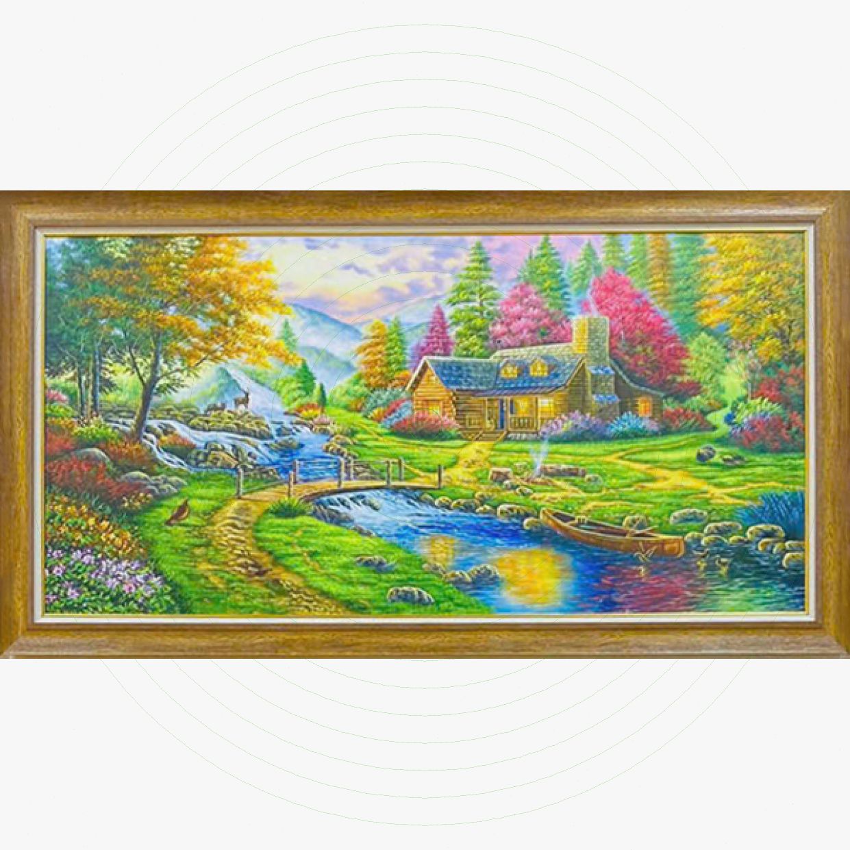 Tranh Sơn Dầu Rừng Thu Châu Âu Đẹp 120x80cm Giá Tốt 