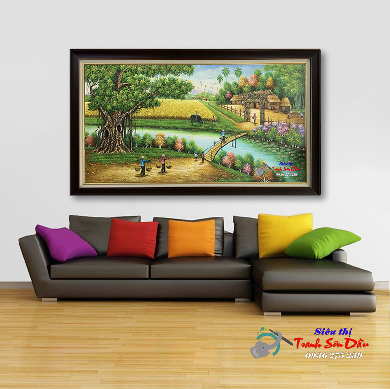 Tranh Sơn Dầu Đông Quê Việt Nam Canvas Khung Composite Nhập Khẩu