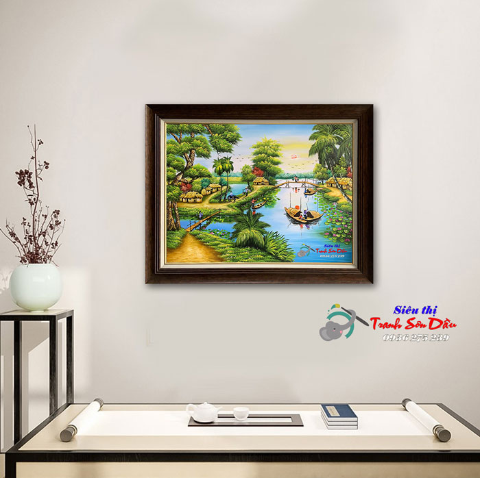 Tranh Phong Cảnh Sông Nước Miền Tây Sơn Dầu Tinh Tế